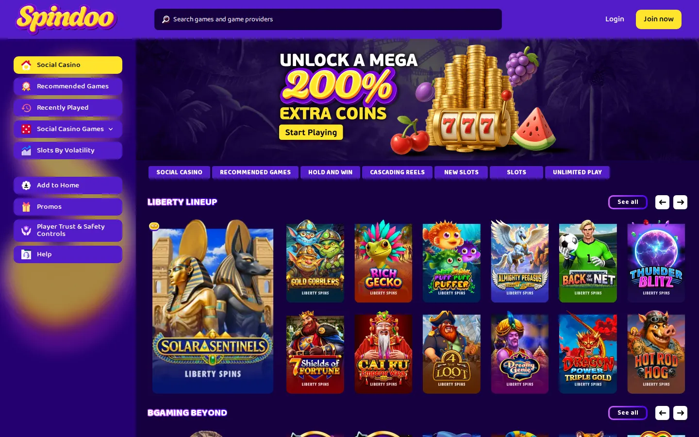 Screenshot of the Spindoo website